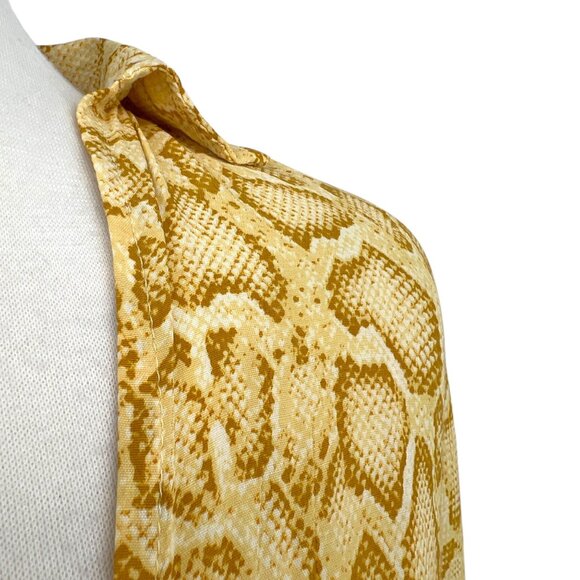 Faithfull The Brand Aira Knot Shirt Yellow Snake Print Long Sleeve Size 4 Small - Picture 4 of 14